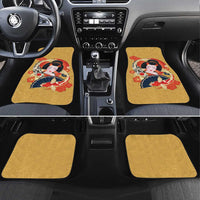 Japanese Geisha Koi Fish Car Mats Cherry Blossoms Yellow Seigaiha Pattern - Wonder Print Shop