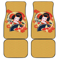 Japanese Geisha Koi Fish Car Mats Cherry Blossoms Yellow Seigaiha Pattern - Wonder Print Shop