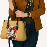 Japanese Geisha Koi Fish Leather Bag Cherry Blossoms Yellow Seigaiha Pattern - Wonder Print Shop