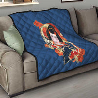 Japanese Geisha Koi Fish Quilt Cherry Blossoms Blue Seigaiha Pattern - Wonder Print Shop