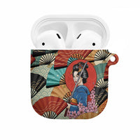 Japanese Geisha Katana AirPods Case Japan Sensu Seigaiha Pattern - Wonder Print Shop