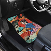 Japanese Geisha Katana Car Mats Japan Sensu Seigaiha Pattern - Wonder Print Shop
