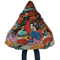 Japanese Geisha Katana Cloak Japan Sensu Seigaiha Pattern - Wonder Print Shop