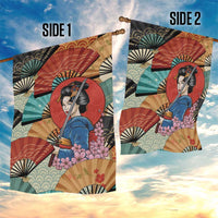 Japanese Geisha Katana Garden Flag Japan Sensu Seigaiha Pattern - Wonder Print Shop