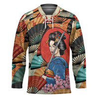 Japanese Geisha Katana Hockey Jersey Japan Sensu Seigaiha Pattern - Wonder Print Shop