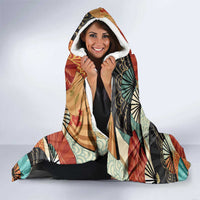 Japanese Geisha Katana Hooded Blanket Japan Sensu Seigaiha Pattern - Wonder Print Shop