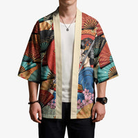 Japanese Geisha Katana Kimono Japan Sensu Seigaiha Pattern - Wonder Print Shop