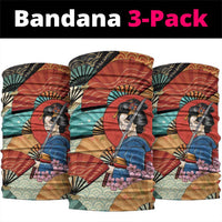 Japanese Geisha Katana Neck Gaiter Japan Sensu Seigaiha Pattern - Wonder Print Shop