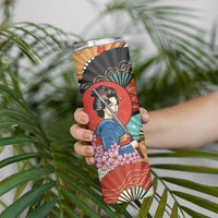 Japanese Geisha Katana Skinny Tumbler Japan Sensu Seigaiha Pattern - Wonder Print Shop