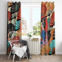 Japanese Geisha Katana Window Curtain Japan Sensu Seigaiha Pattern - Wonder Print Shop