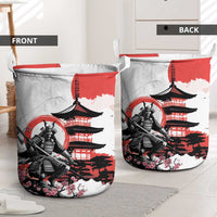 Japanese Samurai Warrior Enso Laundry Basket Japan Pagoda Sakura Watercolor - Wonder Print Shop