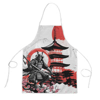 Japanese Samurai Warrior Enso Apron Japan Pagoda Sakura Watercolor - Wonder Print Shop