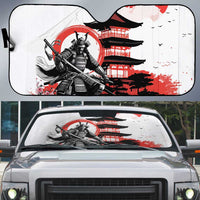 Japanese Samurai Warrior Enso Auto Sun Shade Japan Pagoda Sakura Watercolor - Wonder Print Shop