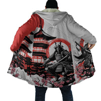 Japanese Samurai Warrior Enso Cloak Japan Pagoda Sakura Watercolor - Wonder Print Shop
