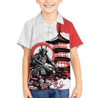 Japanese Samurai Warrior Enso Kid Hawaiian Shirt Japan Pagoda Sakura Watercolor - Wonder Print Shop