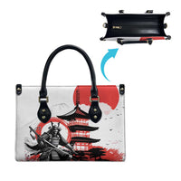 Japanese Samurai Warrior Enso Leather Bag Japan Pagoda Sakura Watercolor - Wonder Print Shop