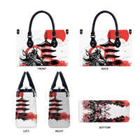 Japanese Samurai Warrior Enso Leather Bag Japan Pagoda Sakura Watercolor - Wonder Print Shop