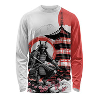 Japanese Samurai Warrior Enso Long Sleeve Shirt Japan Pagoda Sakura Watercolor - Wonder Print Shop