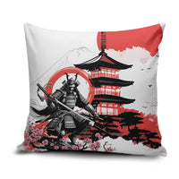 Japanese Samurai Warrior Enso Pillow Cover Japan Pagoda Sakura Watercolor - Wonder Print Shop