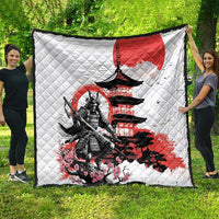 Japanese Samurai Warrior Enso Quilt Japan Pagoda Sakura Watercolor - Wonder Print Shop