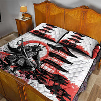 Japanese Samurai Warrior Enso Quilt Bed Set Japan Pagoda Sakura Watercolor - Wonder Print Shop