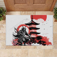 Japanese Samurai Warrior Enso Rubber Doormat Japan Pagoda Sakura Watercolor - Wonder Print Shop