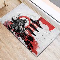 Japanese Samurai Warrior Enso Rubber Doormat Japan Pagoda Sakura Watercolor - Wonder Print Shop