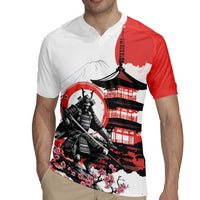 Japanese Samurai Warrior Enso Rugby Jersey Japan Pagoda Sakura Watercolor - Wonder Print Shop