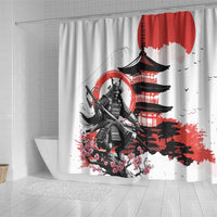 Japanese Samurai Warrior Enso Shower Curtain Japan Pagoda Sakura Watercolor - Wonder Print Shop