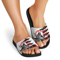 Japanese Samurai Warrior Enso Slide Sandals Japan Pagoda Sakura Watercolor - Wonder Print Shop