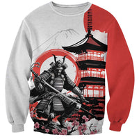 Japanese Samurai Warrior Enso Sweatshirt Japan Pagoda Sakura Watercolor - Wonder Print Shop