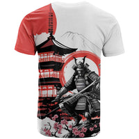 Japanese Samurai Warrior Enso T Shirt Japan Pagoda Sakura Watercolor - Wonder Print Shop