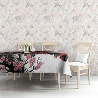 Japanese Samurai Warrior Enso Tablecloth Japan Pagoda Sakura Watercolor - Wonder Print Shop
