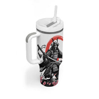 Japanese Samurai Warrior Enso Tumbler With Handle Japan Pagoda Sakura Watercolor - Wonder Print Shop