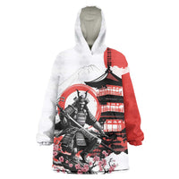 Japanese Samurai Warrior Enso Wearable Blanket Hoodie Japan Pagoda Sakura Watercolor - Wonder Print Shop