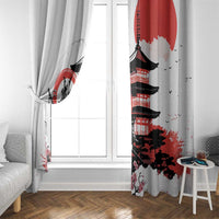 Japanese Samurai Warrior Enso Window Curtain Japan Pagoda Sakura Watercolor - Wonder Print Shop