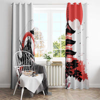 Japanese Samurai Warrior Enso Window Curtain Japan Pagoda Sakura Watercolor - Wonder Print Shop