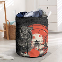 Japanese Dragon Katana Enso Laundry Basket Japan Pagoda Seamless Cloud - Wonder Print Shop