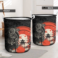Japanese Dragon Katana Enso Laundry Basket Japan Pagoda Seamless Cloud - Wonder Print Shop
