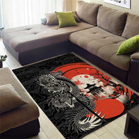 Japanese Dragon Katana Enso Area Rug Japan Pagoda Seamless Cloud - Wonder Print Shop