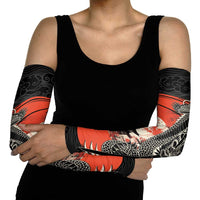 Japanese Dragon Katana Enso Arm Sleeves Japan Pagoda Seamless Cloud - Wonder Print Shop