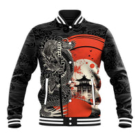 Japanese Dragon Katana Enso Baseball Jacket Japan Pagoda Seamless Cloud - Wonder Print Shop