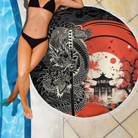 Japanese Dragon Katana Enso Beach Blanket Japan Pagoda Seamless Cloud - Wonder Print Shop