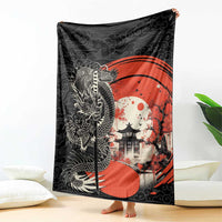 Japanese Dragon Katana Enso Blanket Japan Pagoda Seamless Cloud - Wonder Print Shop
