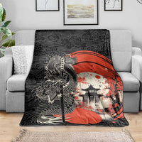 Japanese Dragon Katana Enso Blanket Japan Pagoda Seamless Cloud - Wonder Print Shop