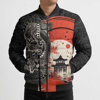 Japanese Dragon Katana Enso Bomber Puffer Jacket Japan Pagoda Seamless Cloud - Wonder Print Shop