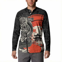 Japanese Dragon Katana Enso Button Sweatshirt Japan Pagoda Seamless Cloud - Wonder Print Shop