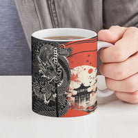 Japanese Dragon Katana Enso Ceramic Mug Japan Pagoda Seamless Cloud - Wonder Print Shop