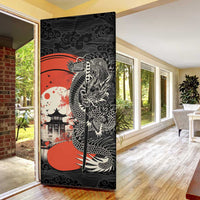 Japanese Dragon Katana Enso Door Cover Japan Pagoda Seamless Cloud - Wonder Print Shop