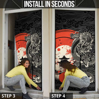 Japanese Dragon Katana Enso Door Cover Japan Pagoda Seamless Cloud - Wonder Print Shop